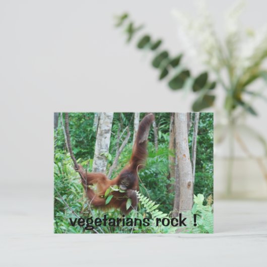 Primaat Vegetaires Rock! Briefkaart (Staand voorkant)