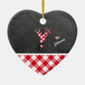 Primair kerstrendierlijk karton gepersonaliseerd keramisch ornament (Voorkant)