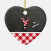 Primair kerstrendierlijk karton gepersonaliseerd keramisch ornament (Achterkant)