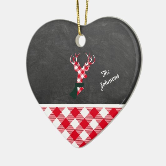 Primair kerstrendierlijk karton gepersonaliseerd keramisch ornament (Links)