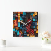 Primaire blokjes vierkante klok (Huis)