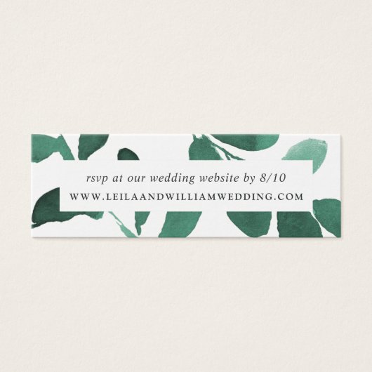 Primaire botanische bruiloft Website RSVP-kaarten Mini Visitekaartjes (Voorkant)
