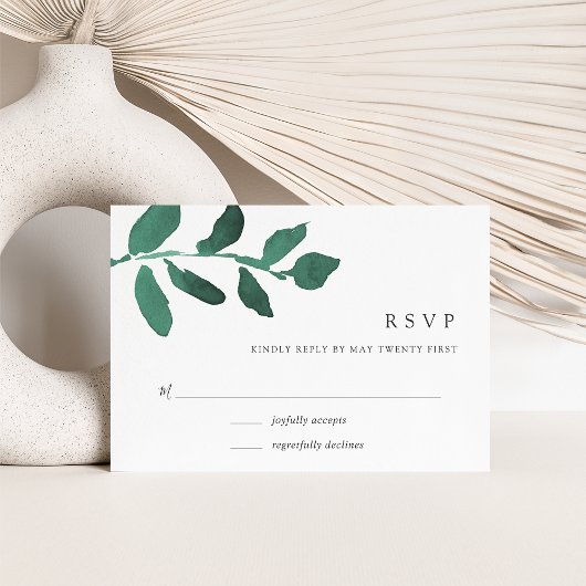 Primaire botanische RSVP-kaart | Emerald RSVP Kaartje