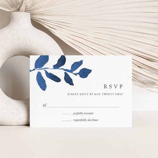 Primaire botanische RSVP-kaart | Indigo RSVP Kaartje