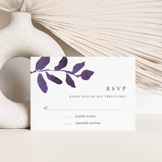 Primaire botanische RSVP-kaart | Violet RSVP Kaartje