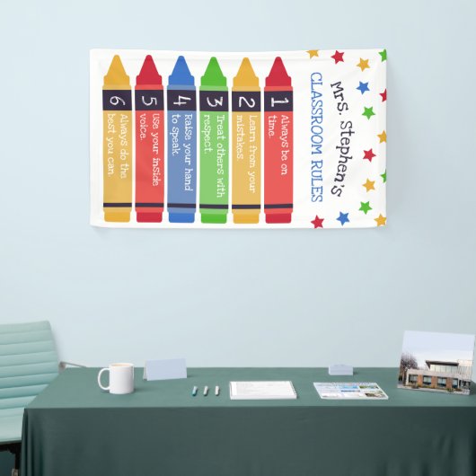 Primaire Crayons Sterren 6 Klaslokaal Regels Spandoek (Beurs)