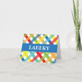 Primaire Criss Cross Gepersonaliseerde Gevouwen No Bedankkaart