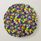 Primaire gezichtskralen - BLUE ROUND PILLOW Rond Kussen (Voorkant)