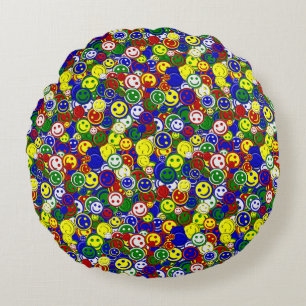 Primaire gezichtskralen - BLUE ROUND PILLOW Rond Kussen