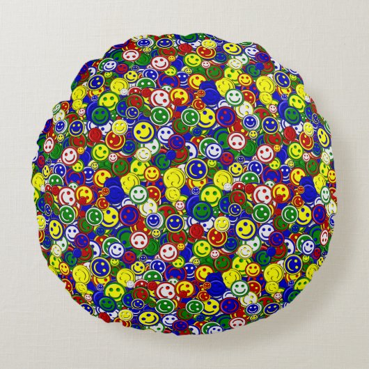 Primaire gezichtskralen - BLUE ROUND PILLOW Rond Kussen (Voorkant)