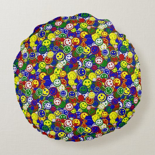 Primaire gezichtskralen - BLUE ROUND PILLOW Rond Kussen (Achterkant)