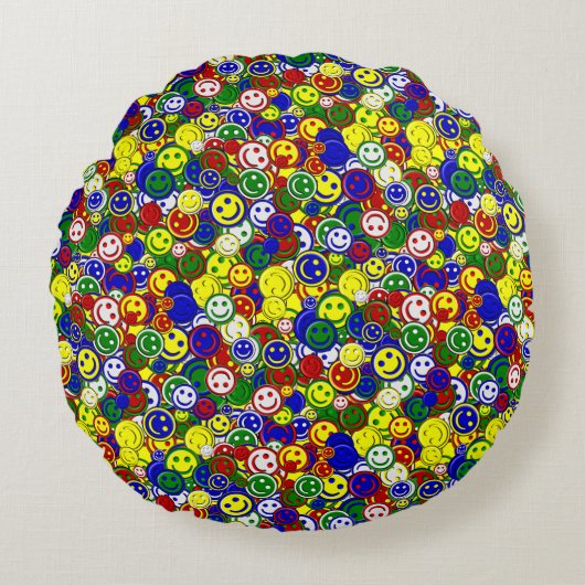 Primaire gezichtskralen — GEEL ROND-PILLOW Rond Kussen (Voorkant)