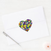 Primaire Happy Face Allover-kralen Hart Sticker (Envelop)
