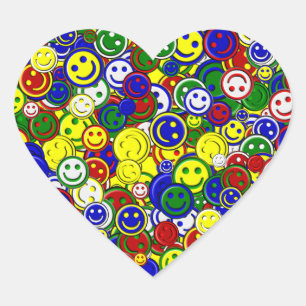 Primaire Happy Face Allover-kralen Hart Sticker