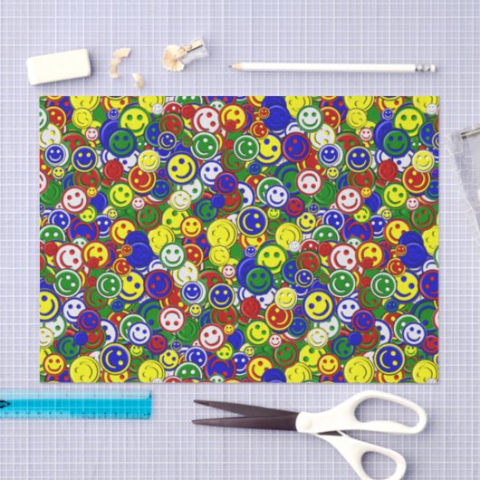 Primaire Happy Face Allover-kralen Tissuepapier (Craft)