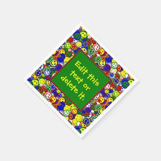 Primaire Happy Face-kralen 3-GREEN-PAPER-NAPKINS Servetten (Hoek)