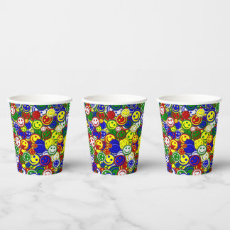 Primaire Happy Face-kralen, GEEL-PAPIERCUPS Papieren Bekers