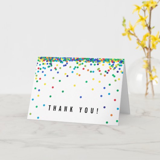 Primaire kleur Confetti Dank u | Schattige & eenvo Kaart (Gele Bloem)