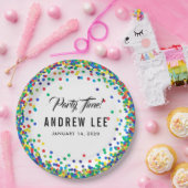 Primaire kleur confetti sprinkles verjaarfeest papieren bordje (Feest)