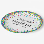 Primaire kleur confetti sprinkles verjaarfeest papieren bordje (Gekanteld)