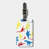 Primaire kleur dinosauruspatroon bagagelabel (Voorkant verticaal)