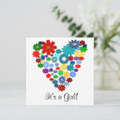 Primaire kleur Floral Heart Baby shower Uitnodigin Kaart (Staand voorkant)