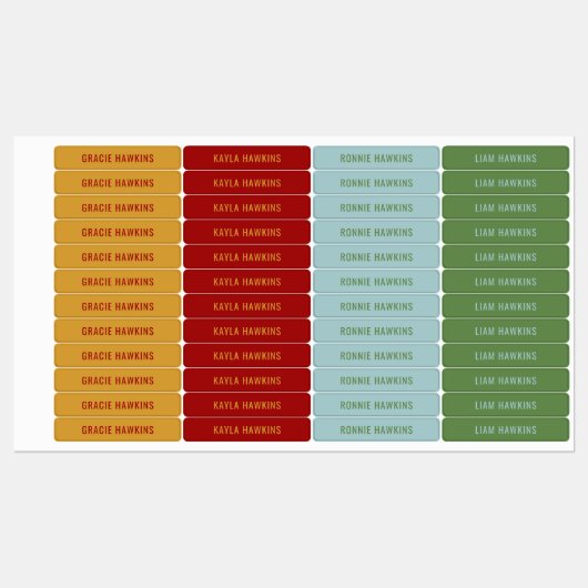 Primaire kleur Gecodeerde Kinder waterdichte naam Labels (Vel)