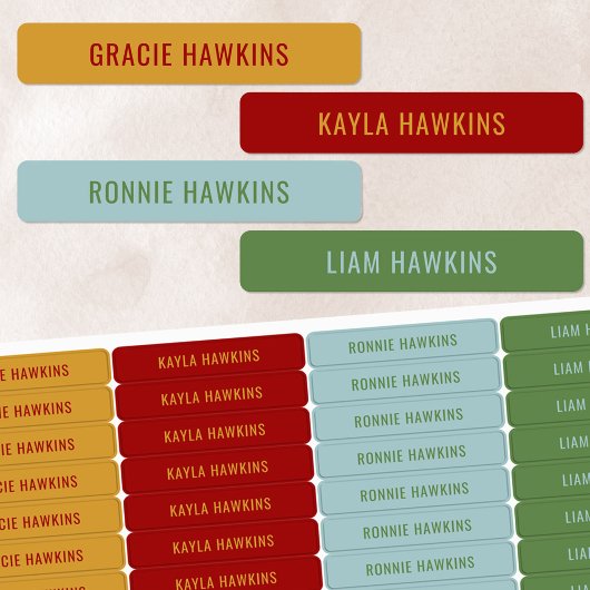 Primaire kleur Gecodeerde Kinder waterdichte naam Labels