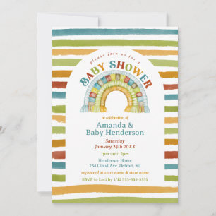 Primaire Kleur Jongen Boho Regenboog Baby Shower Kaart