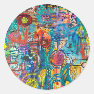 Primaire kleur Liefde Ronde Sticker