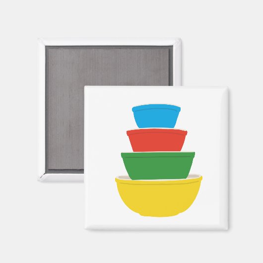 Primaire kleur Pyrex Mixing Bowls Magnet | Regenbo (Voorkant / Achterkant)