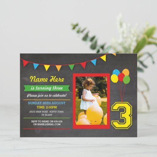 Primaire Kleur Verjaardag Meisjes Jongens 3e Drie  Kaart (Staand voorkant)