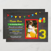 Primaire Kleur Verjaardag Meisjes Jongens 3e Drie  Kaart (Voorkant / Achterkant)