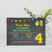 Primaire kleur Verjaardag Meisjes Jongens 4e Vier  Kaart (Staand voorkant)