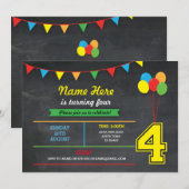 Primaire kleur Verjaardag Meisjes Jongens 4e Vier  Kaart (Voorkant / Achterkant)