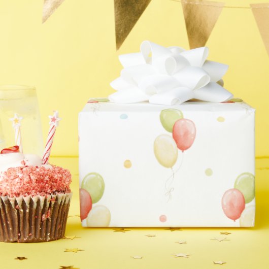 Primaire kleuren Birthday-ballonnen — Verpakkingsp Cadeaupapier (Verjaardagsfeest)