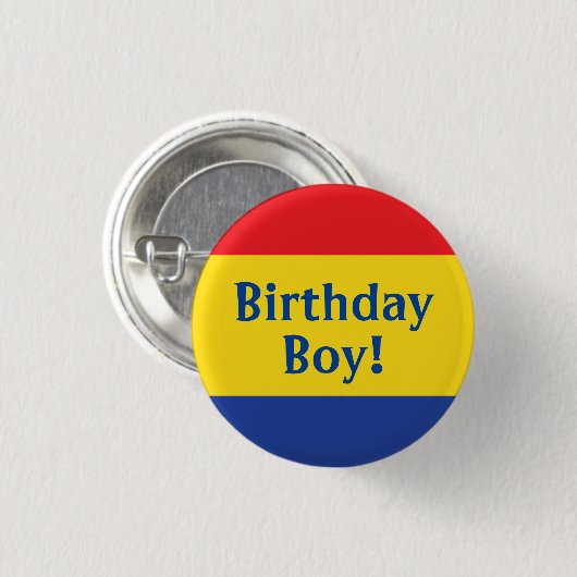 Primaire kleuren Birthday Boy Kinder Ronde Button 3,2 Cm (Voorkant /achterkant)