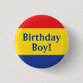 Primaire kleuren Birthday Boy Kinder Ronde Button 3,2 Cm (Voorkant)