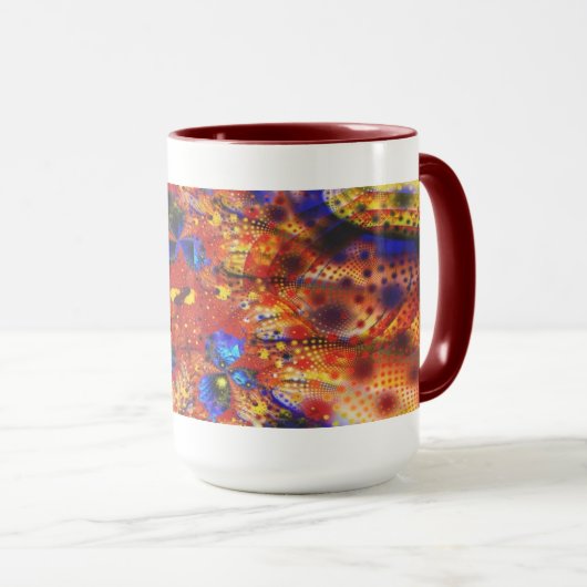 Primaire kleuren Cool Abstract Fine Fractal Mok (Voorkant rechts)
