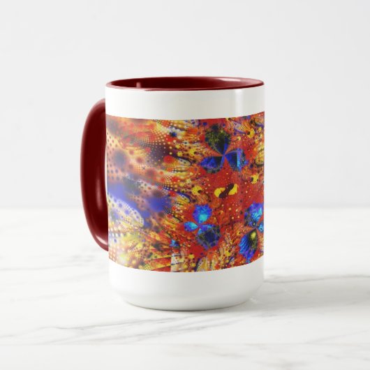Primaire kleuren Cool Abstract Fine Fractal Mok (Voorkant links)