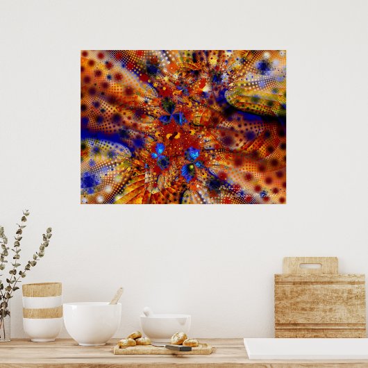 Primaire kleuren Cool Abstract Fine Fractal Poster (Keuken)