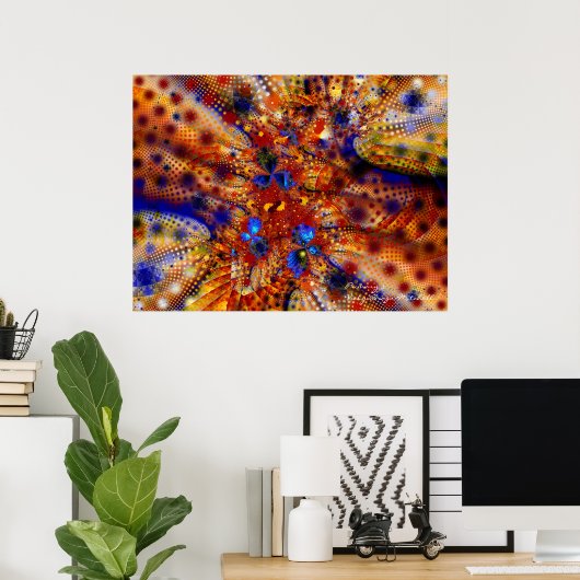 Primaire kleuren Cool Abstract Fine Fractal Poster (Thuiskantoor)