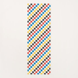 Primaire kleuren dambord met gepersonaliseerde rug yogamat