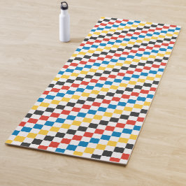 Primaire kleuren dambord met gepersonaliseerde rug yogamat