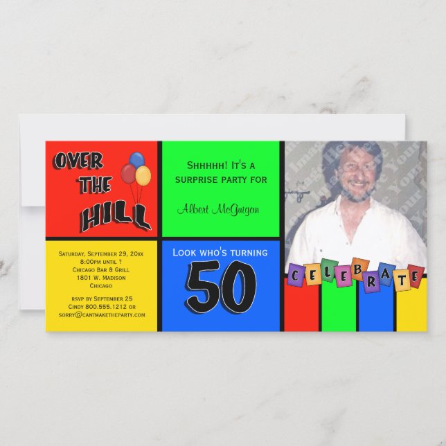 Primaire kleuren Foto verrassend 50e verjaardag (Voorkant)