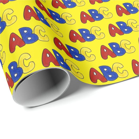 Primaire Kleuren Geel ABC Alfabet Letters Leraar Cadeaupapier (Rol Hoek)
