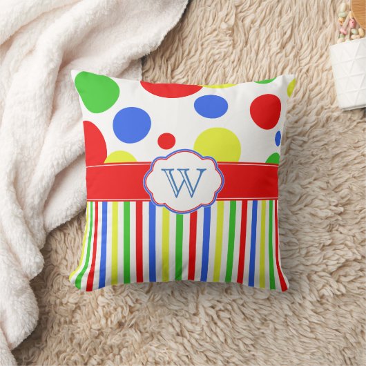 Primaire kleuren Helder Kindermonogram Kussen (Deken)