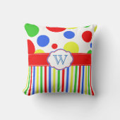 Primaire kleuren Helder Kindermonogram Kussen (Voorkant)