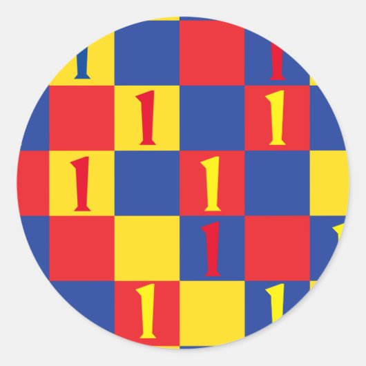 Primaire kleuren Kinder 1e verjaardagsfeestje Ronde Sticker (Voorkant)