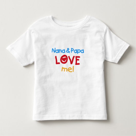 Primaire kleuren Nana en Papa Love Me Kinder Shirts (Voorkant)